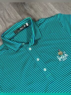 RLX Ralph Lauren Golf Shirt Mens M Green Polo Fields Ranch PGA Frisco 2027